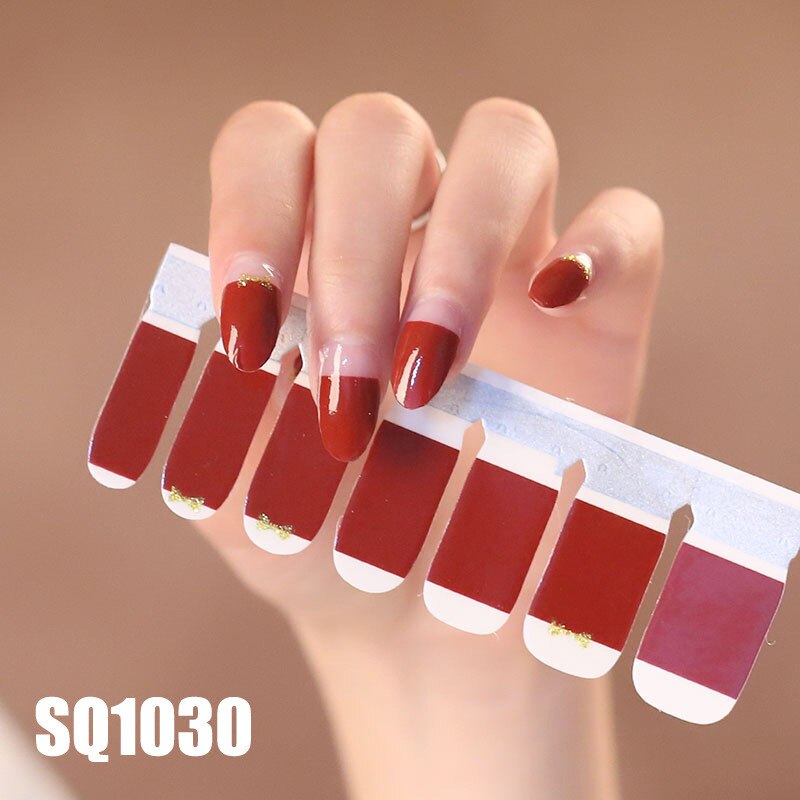 14tips Fashion Full Cover Nail Polish Wraps Adhesive Nail Stickers Nail Art Decorations Manicure Tools Environmental for Woman