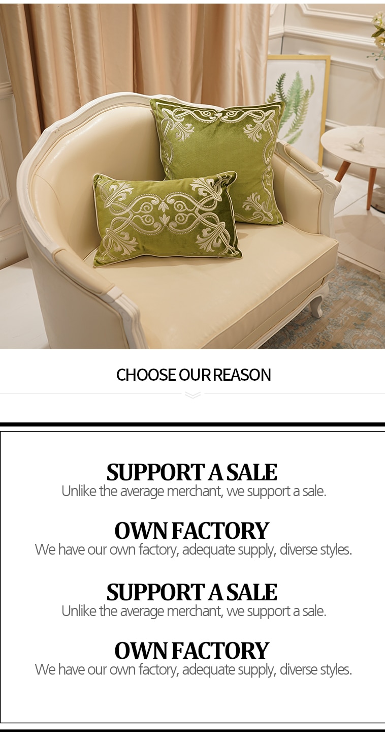 European-style decorative pattern Cushion Cover Flannelette embroidery of  Home Decorative Pillow Cover for Sofa Cojines