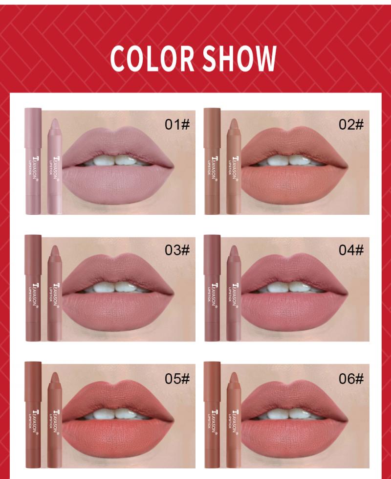 1Pc Matte Velvet Lipstick Pen No Fading Nude Fog Lip Stick Waterproof Durable High Pigmented Lip Stick Asting Make Up TSLM1