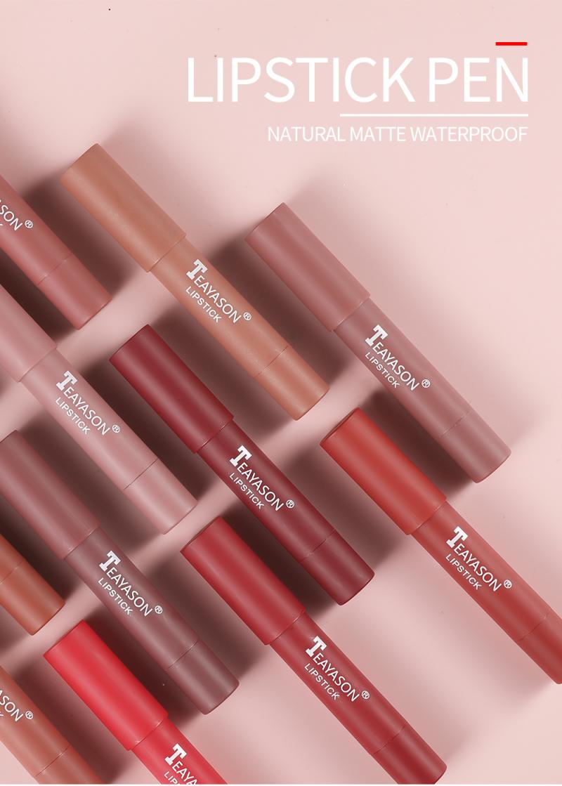 1Pc Matte Velvet Lipstick Pen No Fading Nude Fog Lip Stick Waterproof Durable High Pigmented Lip Stick Asting Make Up TSLM1