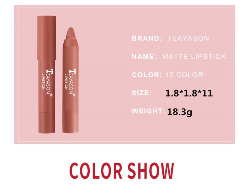 1Pc Matte Velvet Lipstick Pen No Fading Nude Fog Lip Stick Waterproof Durable High Pigmented Lip Stick Asting Make Up TSLM1