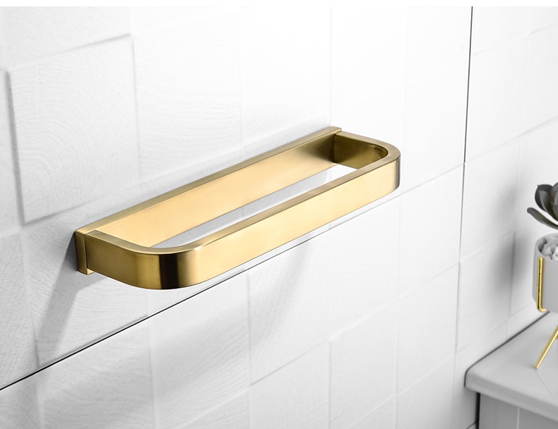 Brushed Gold Bathroom Set Towel Rack Tissue Paper Holder Double Robe Hook Toile  Brush Holder Bathroom Accessories Free Shipping