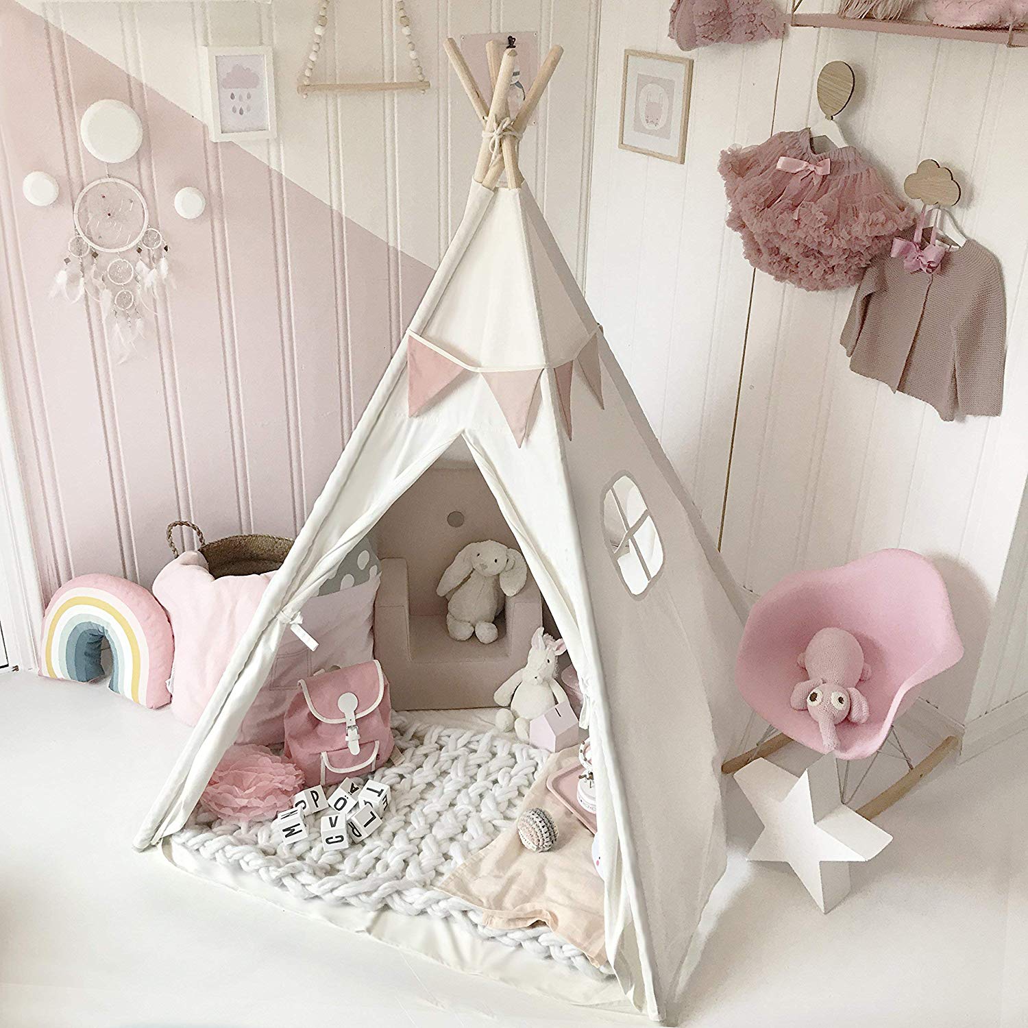 130/135/160cm Tipi Triangle KidsTent Teepee Canvas Sleeping Dome Play-Tent Teepee House Wigwam Room Children's Tent Game-House 130/135/160cm Tipi Triangle KidsTent Teepee Canvas Sleeping Dome Play-Tent Teepee House Wigwam Room Children's Tent Game-House