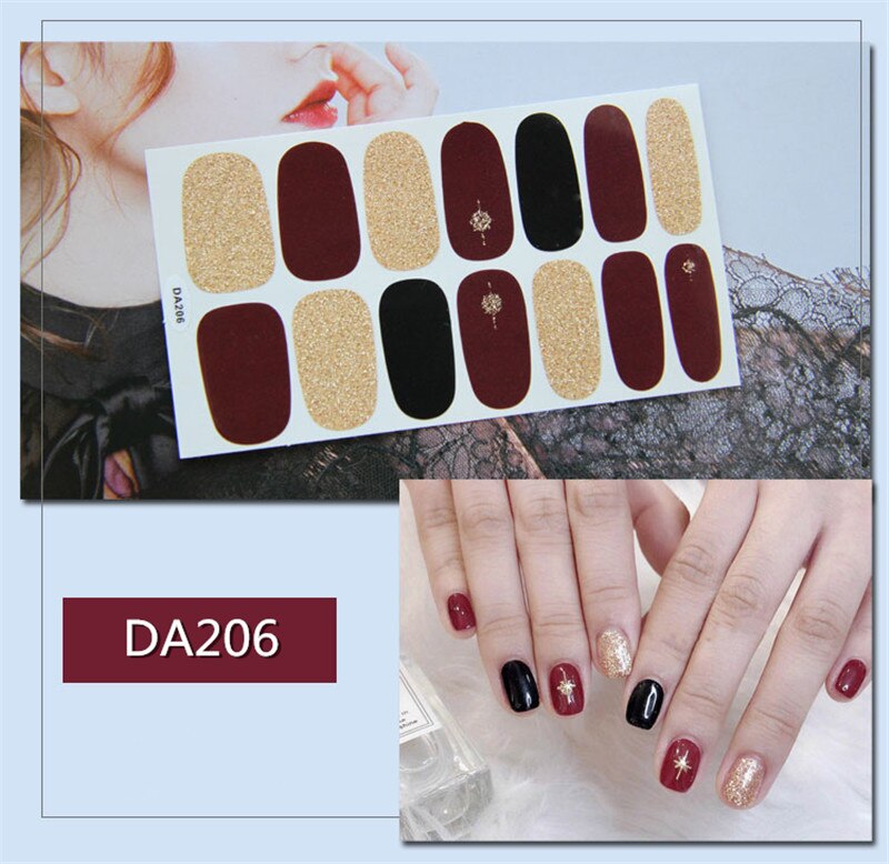 14tips Full Cover Nail Stickers Summer Styles Gradient Cat Eye Shining Wraps Decoration Beauty Nail Art Decals Plain Manicure