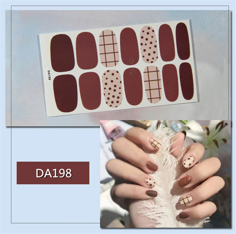 14tips Full Cover Nail Stickers Summer Styles Gradient Cat Eye Shining Wraps Decoration Beauty Nail Art Decals Plain Manicure