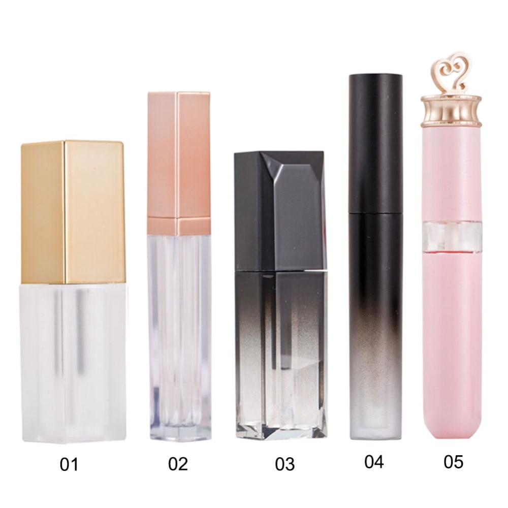 5pcs DIY Lip Gloss Containers Reusable Empty Lipgloss Balm Tube Bottles Cosmetic Makeup Tools