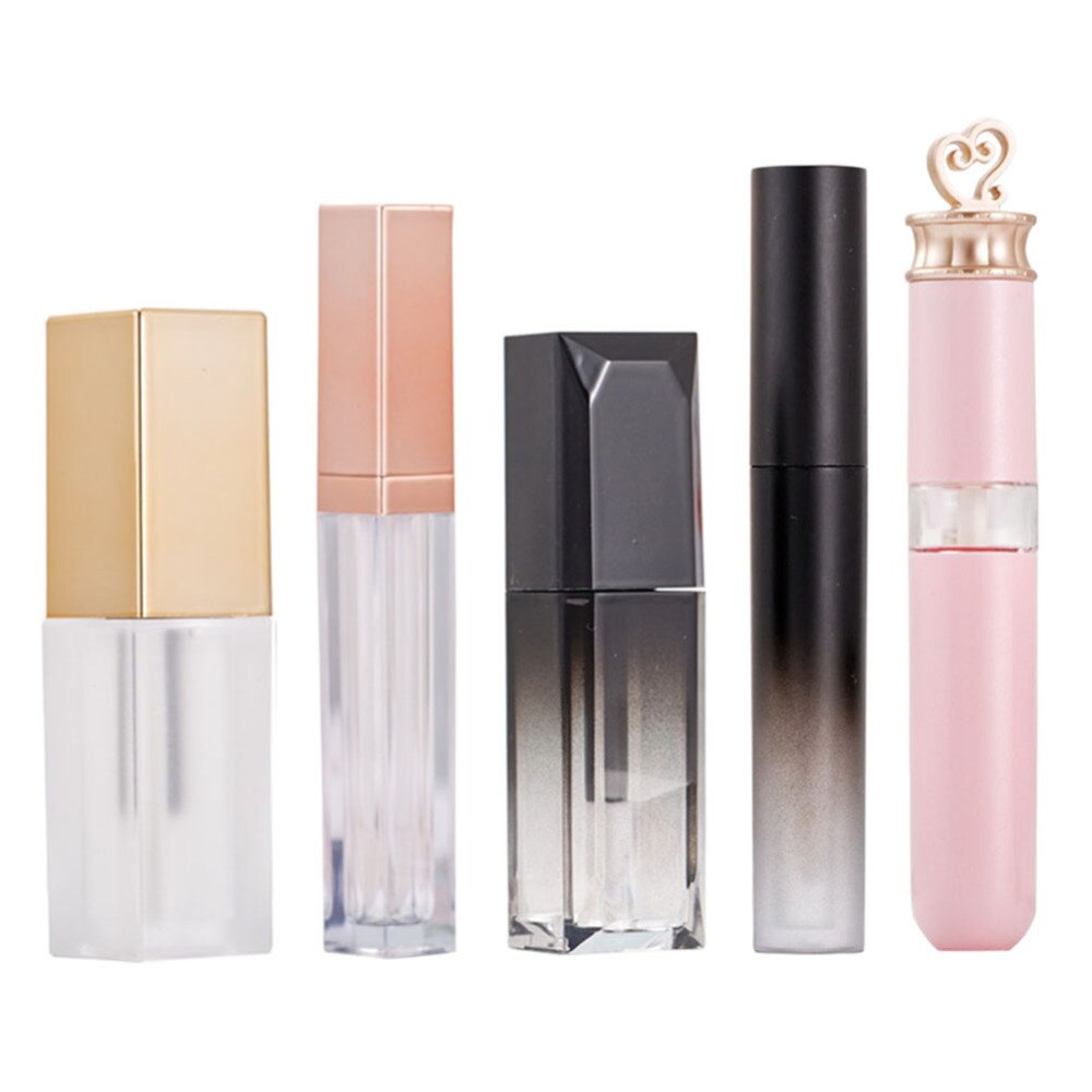 5pcs DIY Lip Gloss Containers Reusable Empty Lipgloss Balm Tube Bottles Cosmetic Makeup Tools
