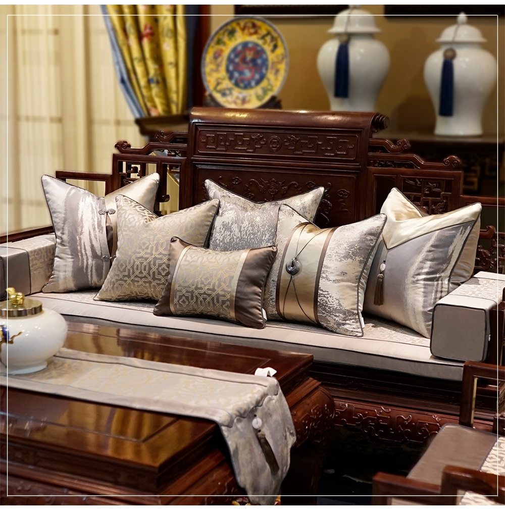 Avigers Luxury Modern Chinese Style Patchwork Throw Pillow Covers Brown Grey Cushion Covers with Tassels 45 x 45 50 x 50cm Avigers Luxury Modern Chinese Style Patchwork Throw Pillow Covers Brown Grey Cushion Covers with Tassels 45 x 45 50 x 50cm