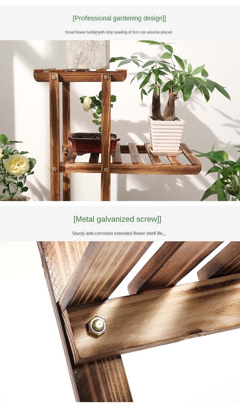 Balcony Solid Wood Living Room Anticorrosive Wooden Fleshy Flower Stand Multi Layer Indoor Plant Flower Pot Rack Flower Stand
