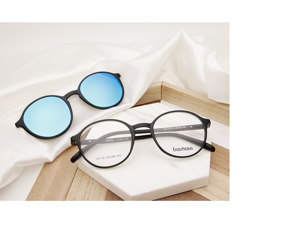 Bauhaus Brand Classic Clip On Sunglasses Men Women Magnet Eyewear Glasses Frames ultem Optical Glasses Frame