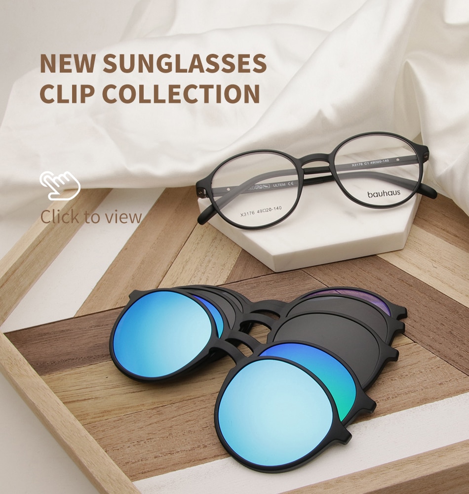 Bauhaus Brand Classic Clip On Sunglasses Men Women Magnet Eyewear Glasses Frames ultem Optical Glasses Frame