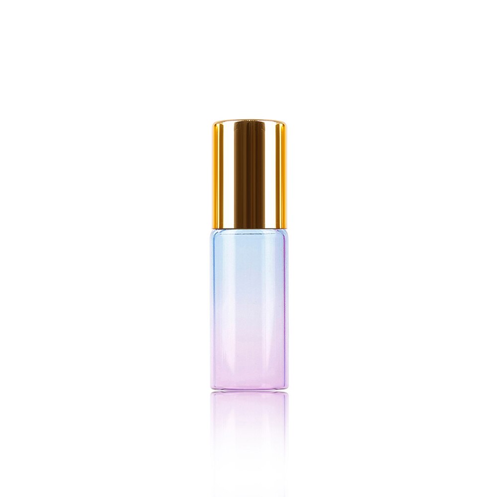 5ml Gradient Color Glass Essential Oil Bottle Portable Travel Perfume Container Golden Cover  Small Glass Containers