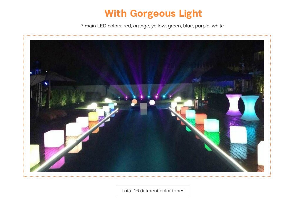15%,LED Cube Rechargeable Cordless Decorative Light Luminous Stool with 7 Colors Remote Control 35 x 35 x 35cm 15%,LED Cube Rechargeable Cordless Decorative Light Luminous Stool with 7 Colors Remote Control 35 x 35 x 35cm
